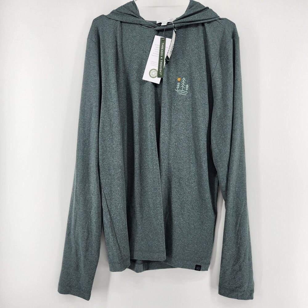 Threads 4 Thought Men's‎ Dark Green Tiny Forest Embroidery Luxe Jersey Hoodie